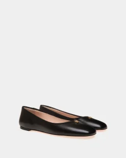 Ballyrina Flat In Black Nappa Leather