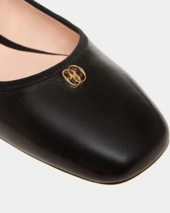 Ballyrina Flat In Black Nappa Leather