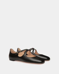 Ballyrina Flat in Black Nappa Leather