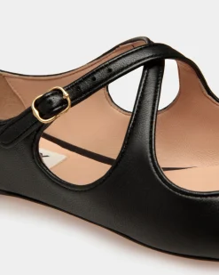 Ballyrina Flat in Black Nappa Leather