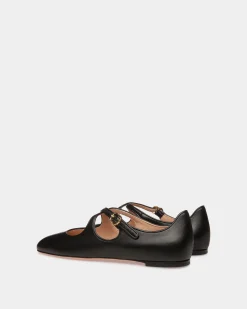 Ballyrina Flat In Black Nappa Leather