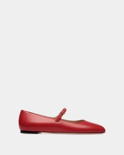 Ballyrina Flat In Candy Red Leather