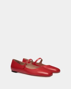 Ballyrina Flat In Candy Red Leather