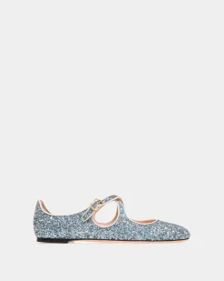 Ballyrina Flat In Light Blue Glitter