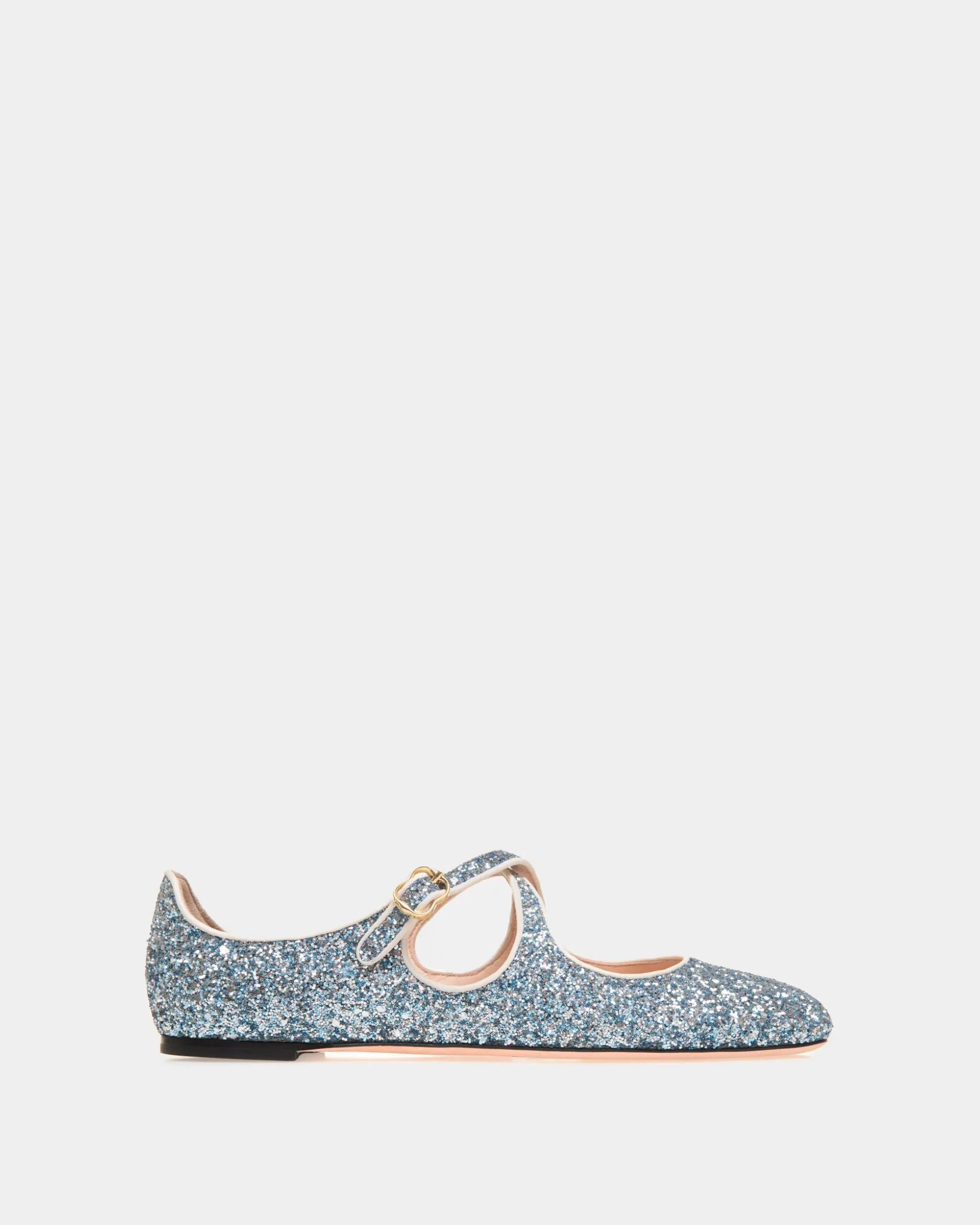 Ballyrina Flat In Light Blue Glitter
