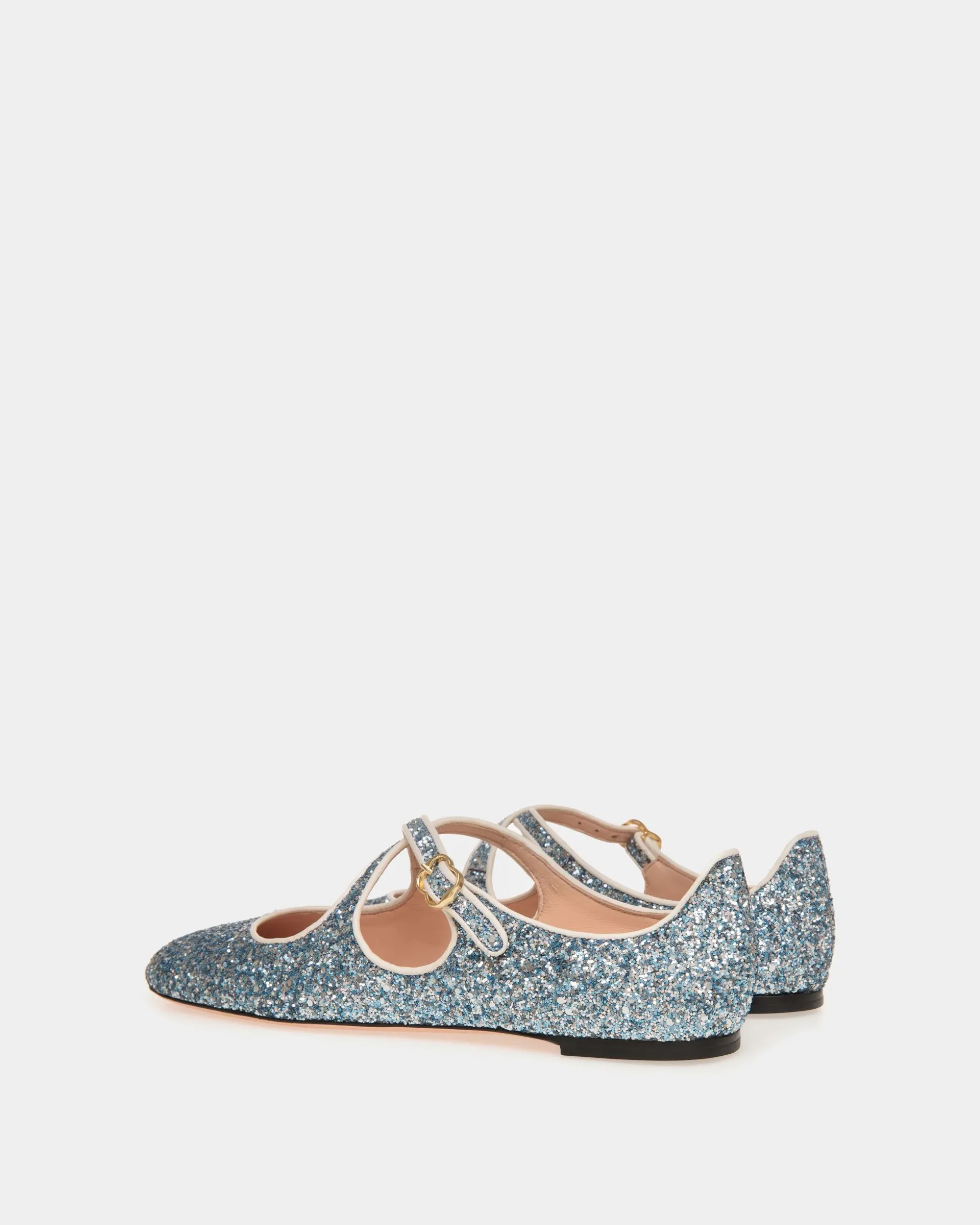 Ballyrina Flat In Light Blue Glitter