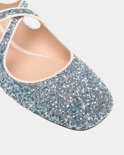 Ballyrina Flat In Light Blue Glitter