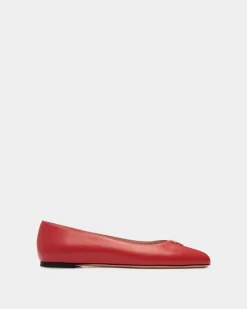 Ballyrina Flat In Red Leather