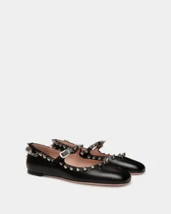 Ballyrina Mary-Jane Flat In Black Leather