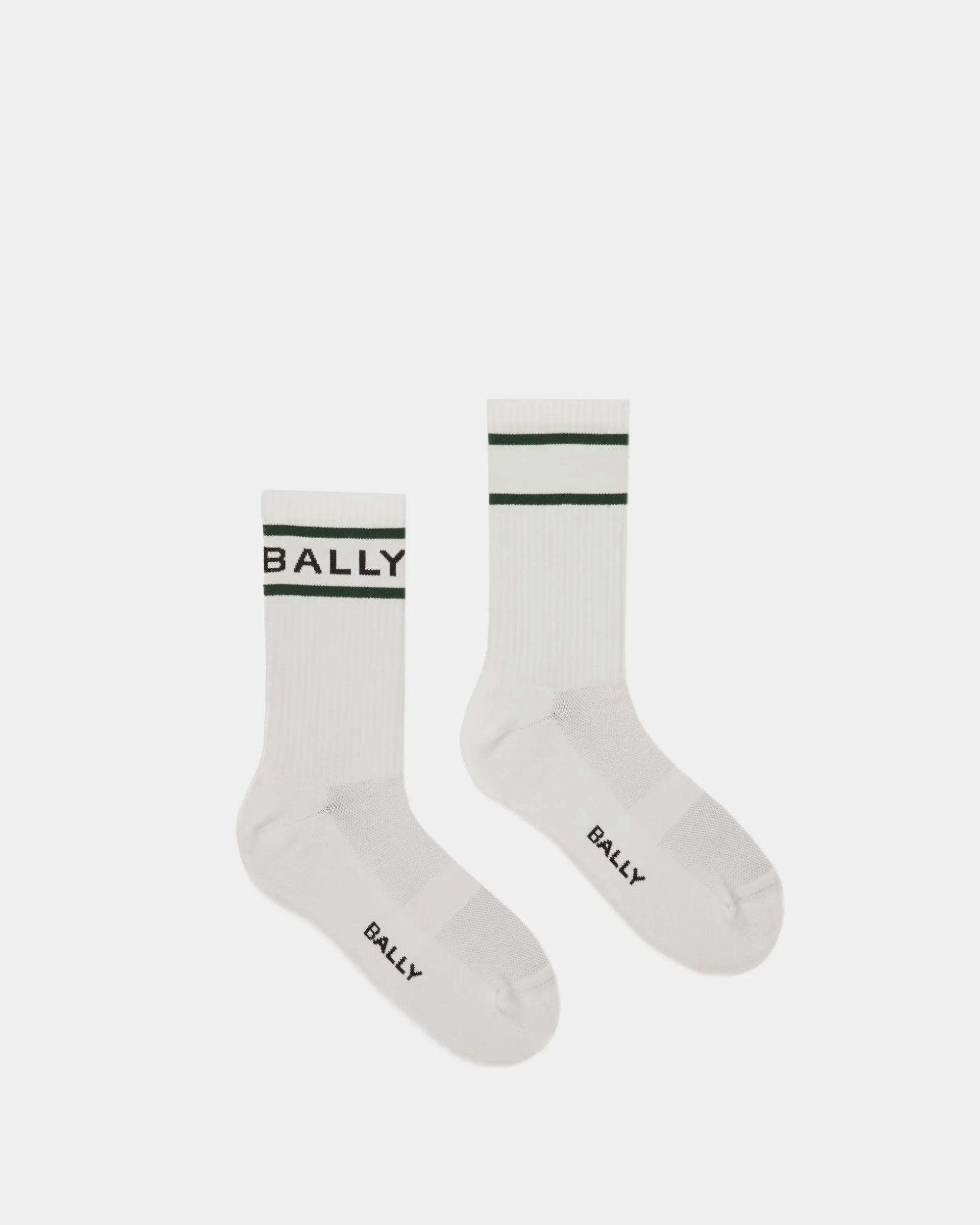 Bally Stripe Socks In White And Green
