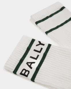 Bally Stripe Socks In White And Green