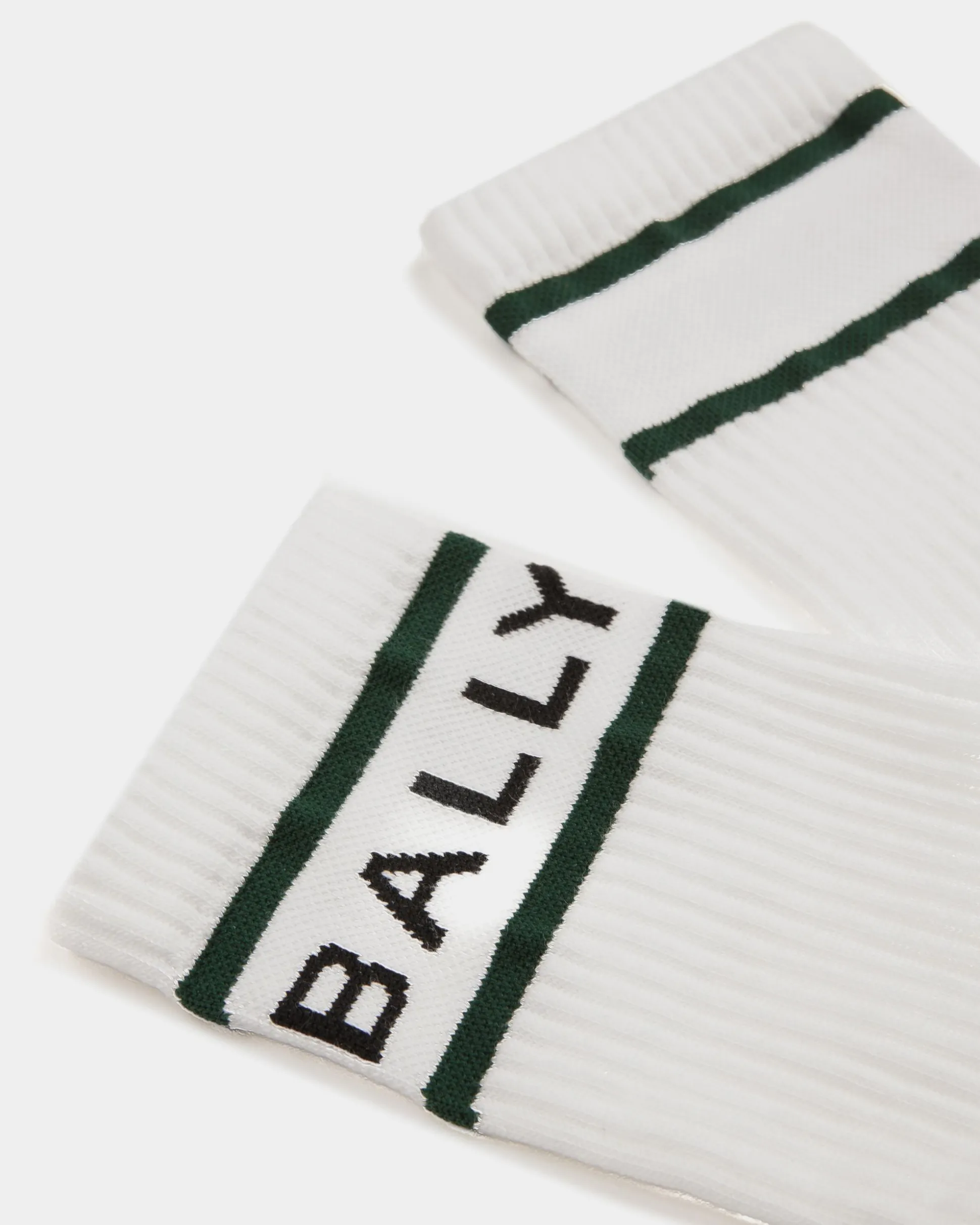 Bally Stripe Socks In White And Green