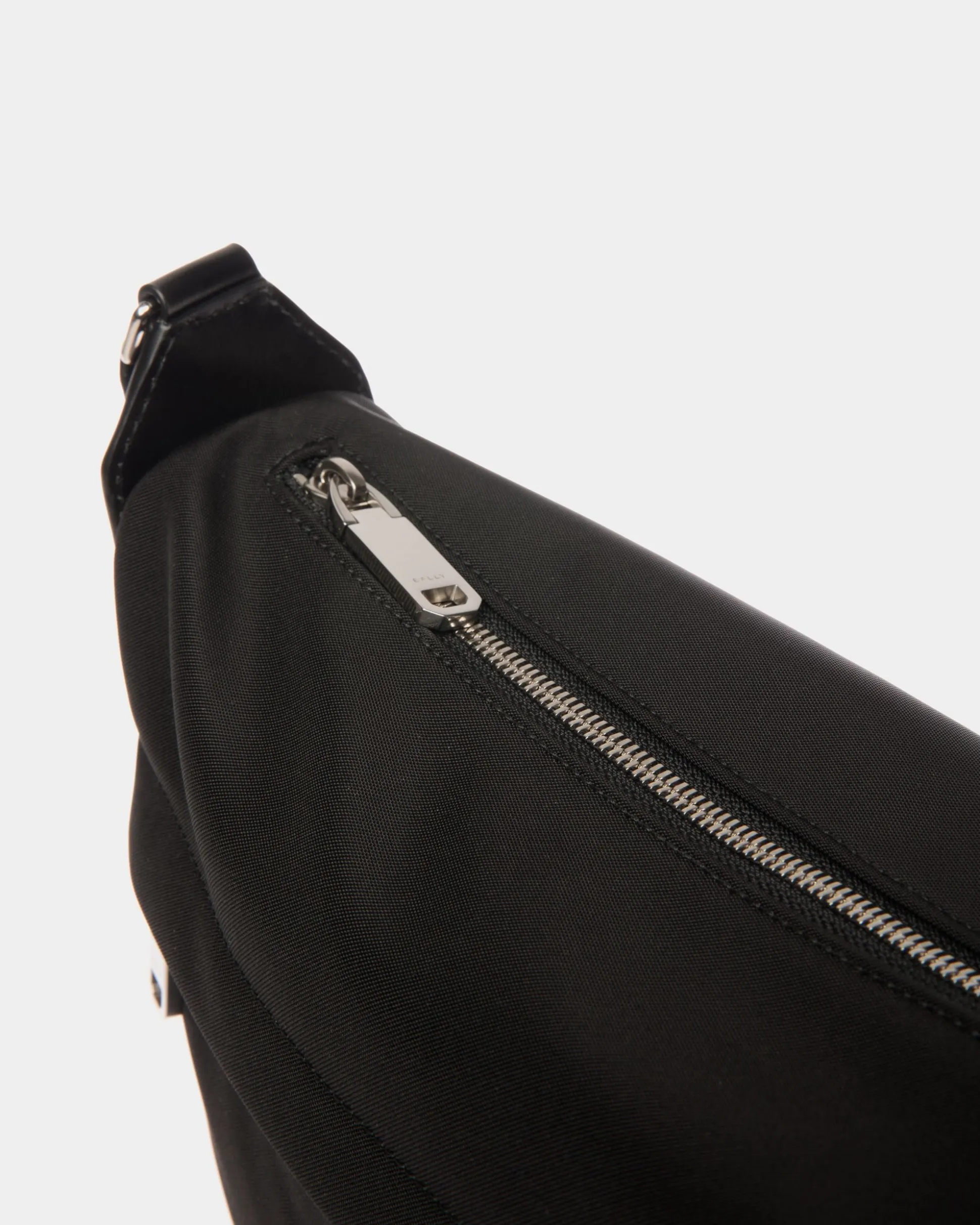 Bar Crossbody Bag in Black Nylon And Leather