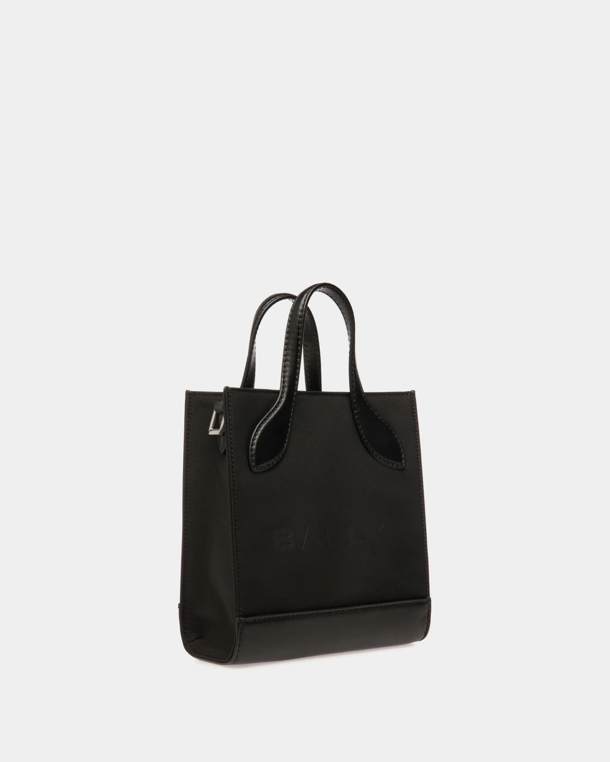 Bar Mini Tote Bag In Black Nylon And Leather