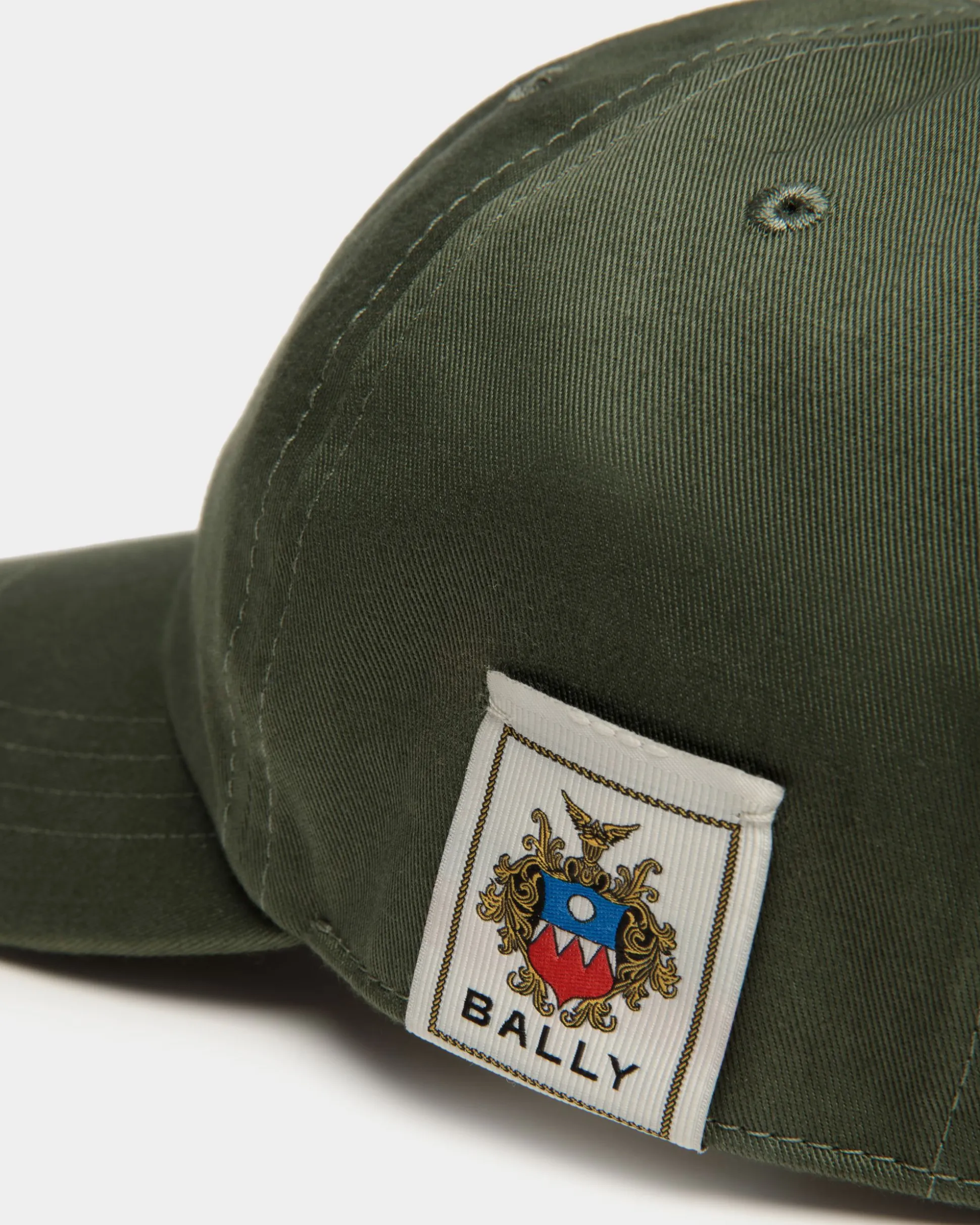 Baseball Hat With Bally Crest Logo In Military Green Cotton