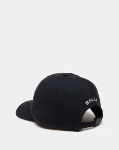 Baseball Hat With Bally Crest Label In Navy Blue Cotton