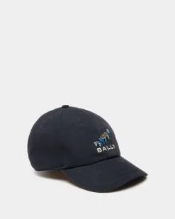 Baseball Hat With Choco-Candy Detail In Navy Blue Cotton