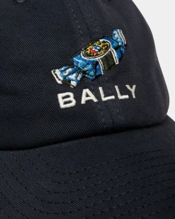 Baseball Hat With Choco-Candy Detail In Navy Blue Cotton