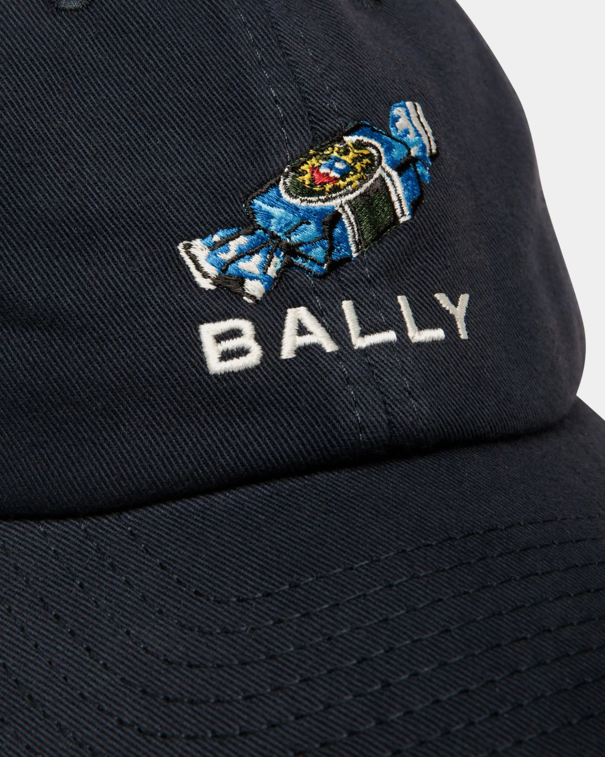 Baseball Hat With Choco-Candy Detail In Navy Blue Cotton