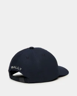 Baseball Hat With Mountain Flowers In Navy Blue Cotton