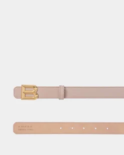 B Bold 25mm Belt In Light Beige Patent Leather