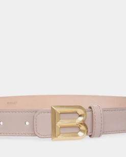 B Bold 25mm Belt In Light Beige Patent Leather
