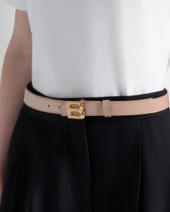 B Bold 25mm Belt In Light Beige Patent Leather