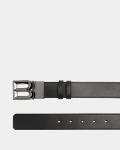 B Bold 35mm Reversible And Adjustable Belt In Black Leather