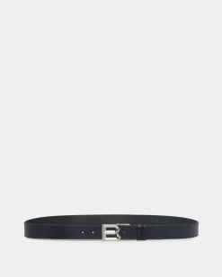 B Bold 35mm Reversible And Adjustable Belt In Navy Blue And Black Leather