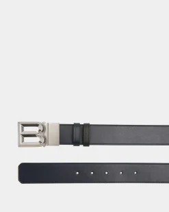 B Bold 35mm Reversible And Adjustable Belt In Navy Blue And Black Leather