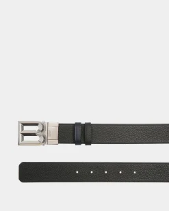 B Bold 35mm Reversible And Adjustable Belt In Navy Blue And Black Leather