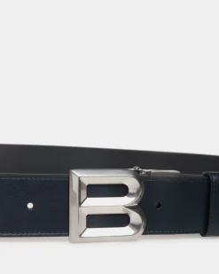 B Bold 35mm Reversible And Adjustable Belt In Navy Blue And Black Leather