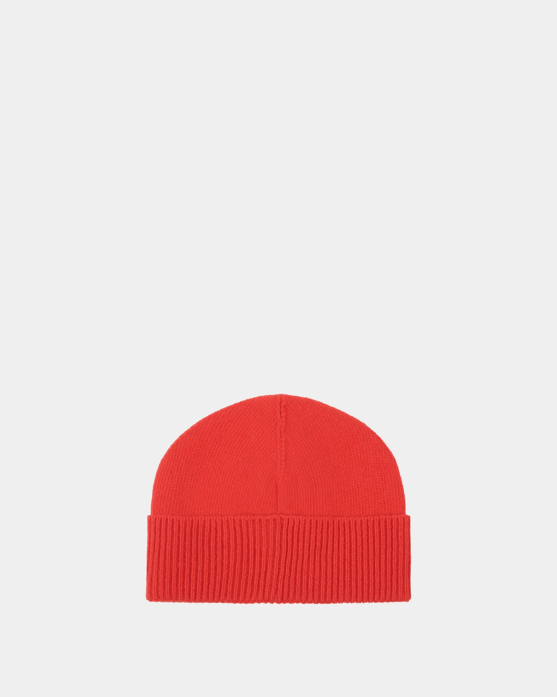 Beanie With Logo In Candy Red Wool
