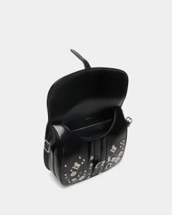 Beckett Crossbody Bag In Black Leather with Studs