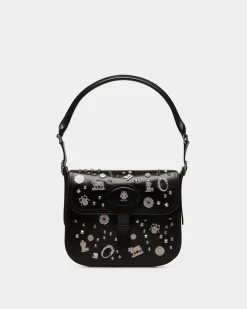 Beckett Crossbody Bag In Black Leather with Studs