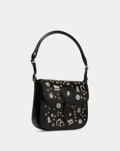 Beckett Crossbody Bag In Black Leather with Studs