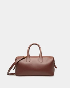 Belle Small Top Handle Bag In Brown Leather