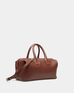 Belle Small Top Handle Bag In Brown Leather