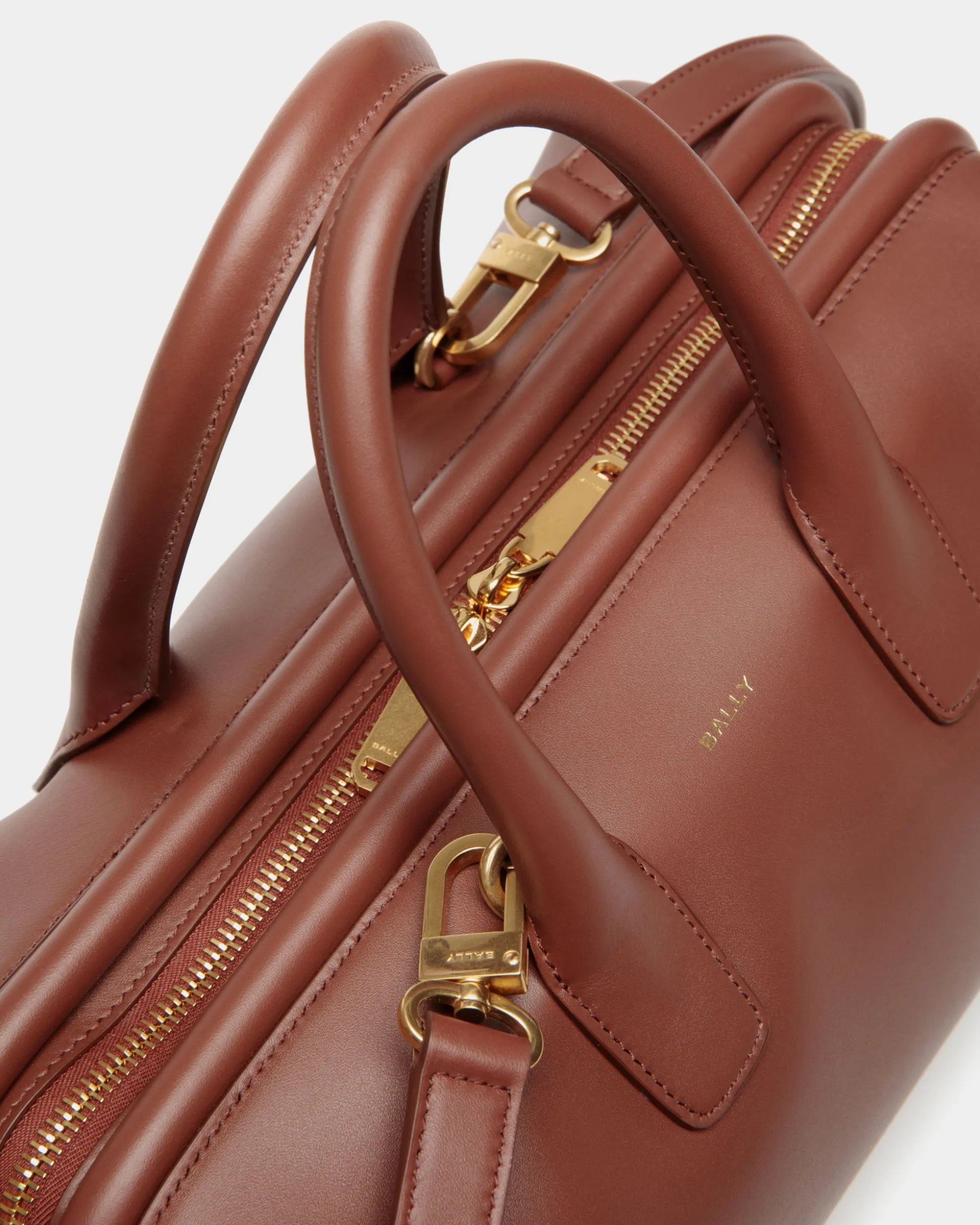 Belle Small Top Handle Bag In Brown Leather