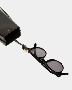 Belle Sunglasses Holder in Black Brushed Leather
