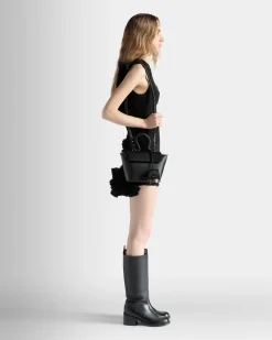 Belle Top Handle Bag in Black Leather