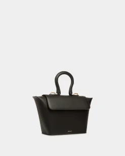 Belle Top Handle Bag in Black Leather