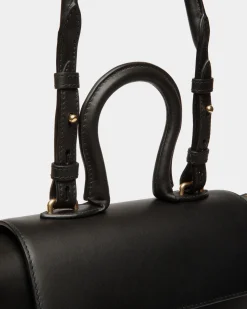 Belle Top Handle Bag in Black Leather
