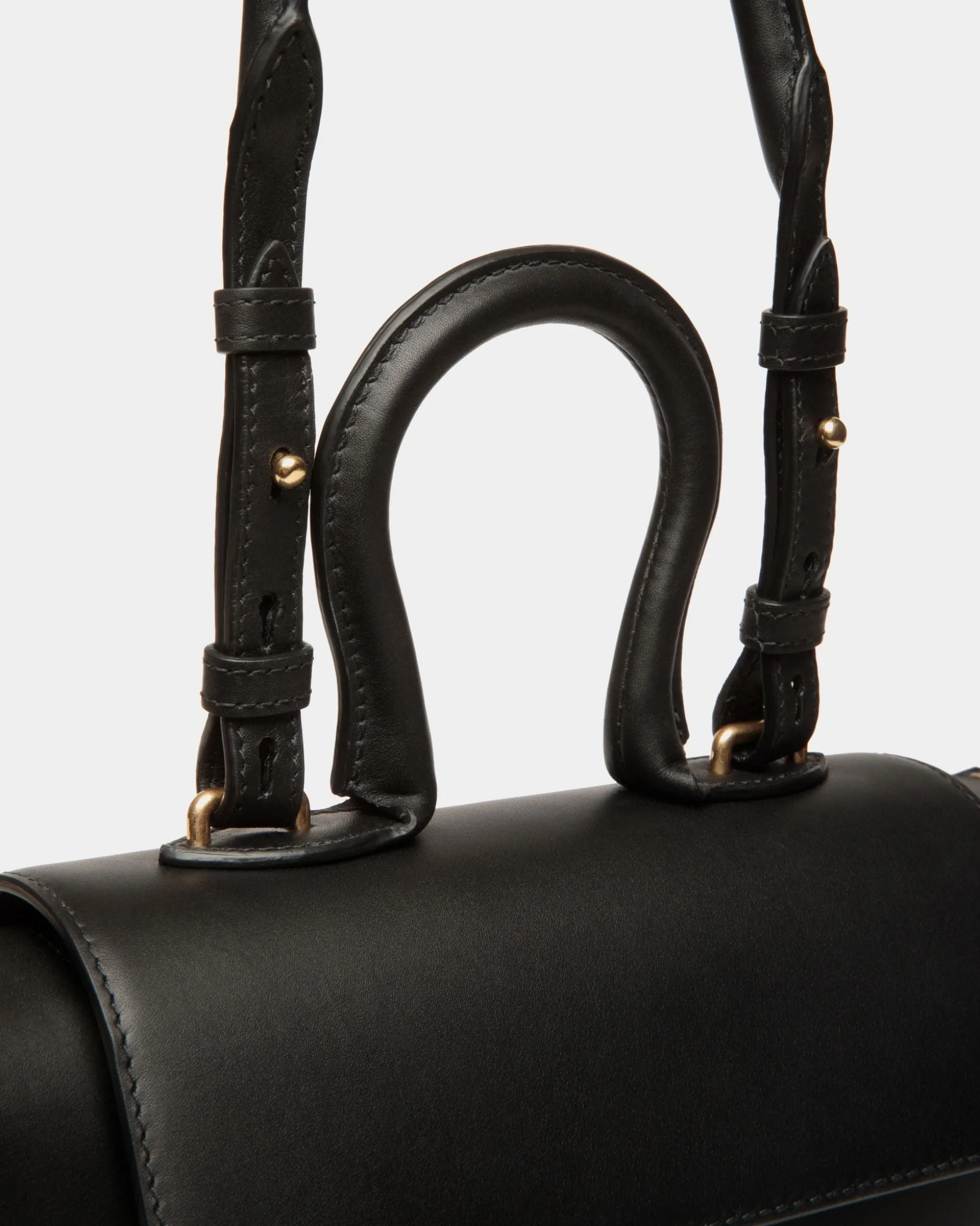 Belle Top Handle Bag in Black Leather