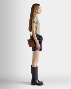 Belle Top Handle Bag in Brown Leather