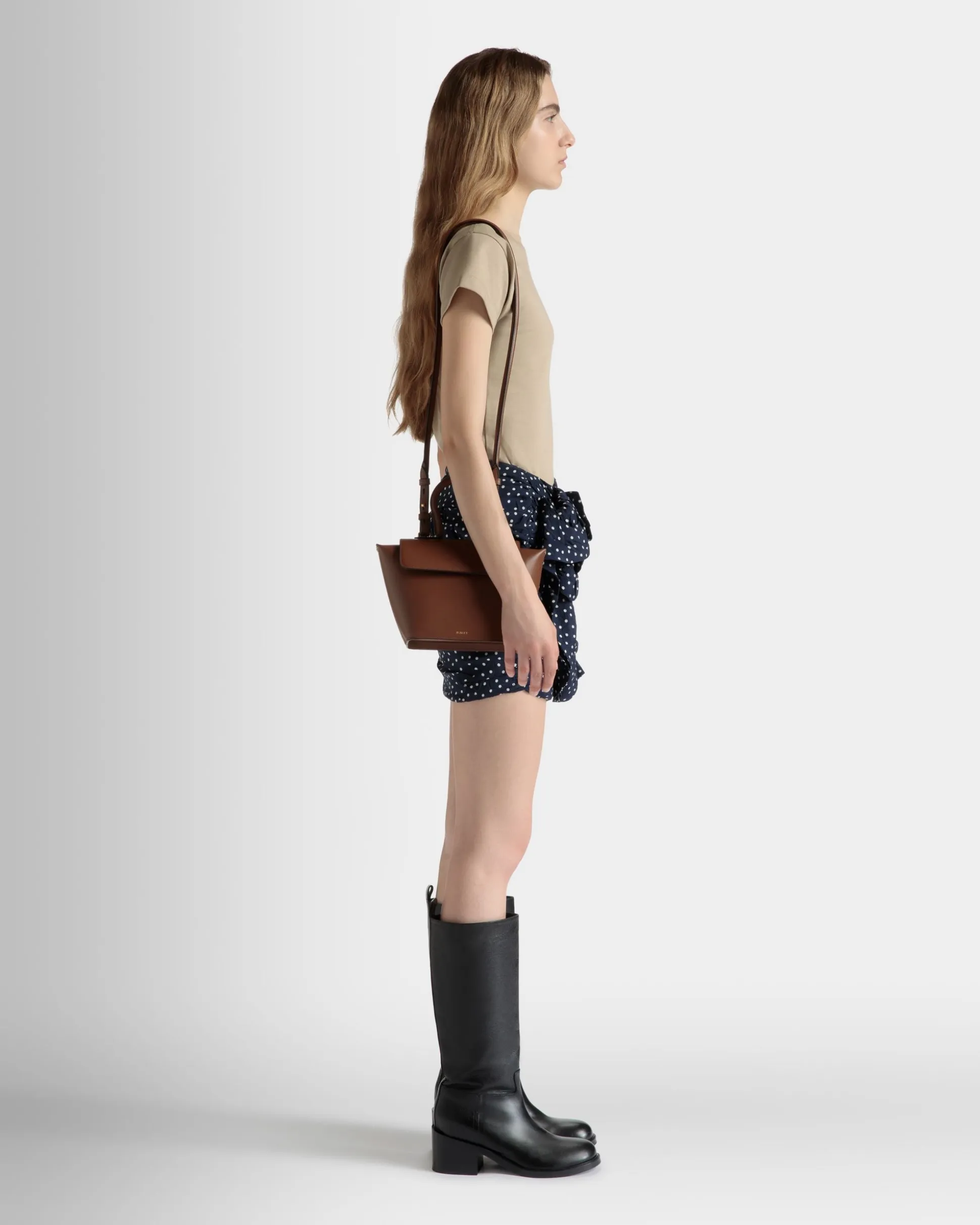 Belle Top Handle Bag in Brown Leather