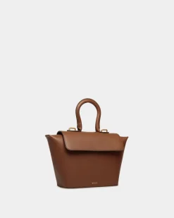 Belle Top Handle Bag in Brown Leather