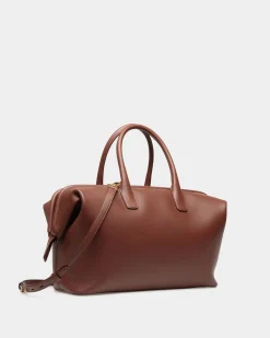 Belle Top Handle Bag In Brown Leather
