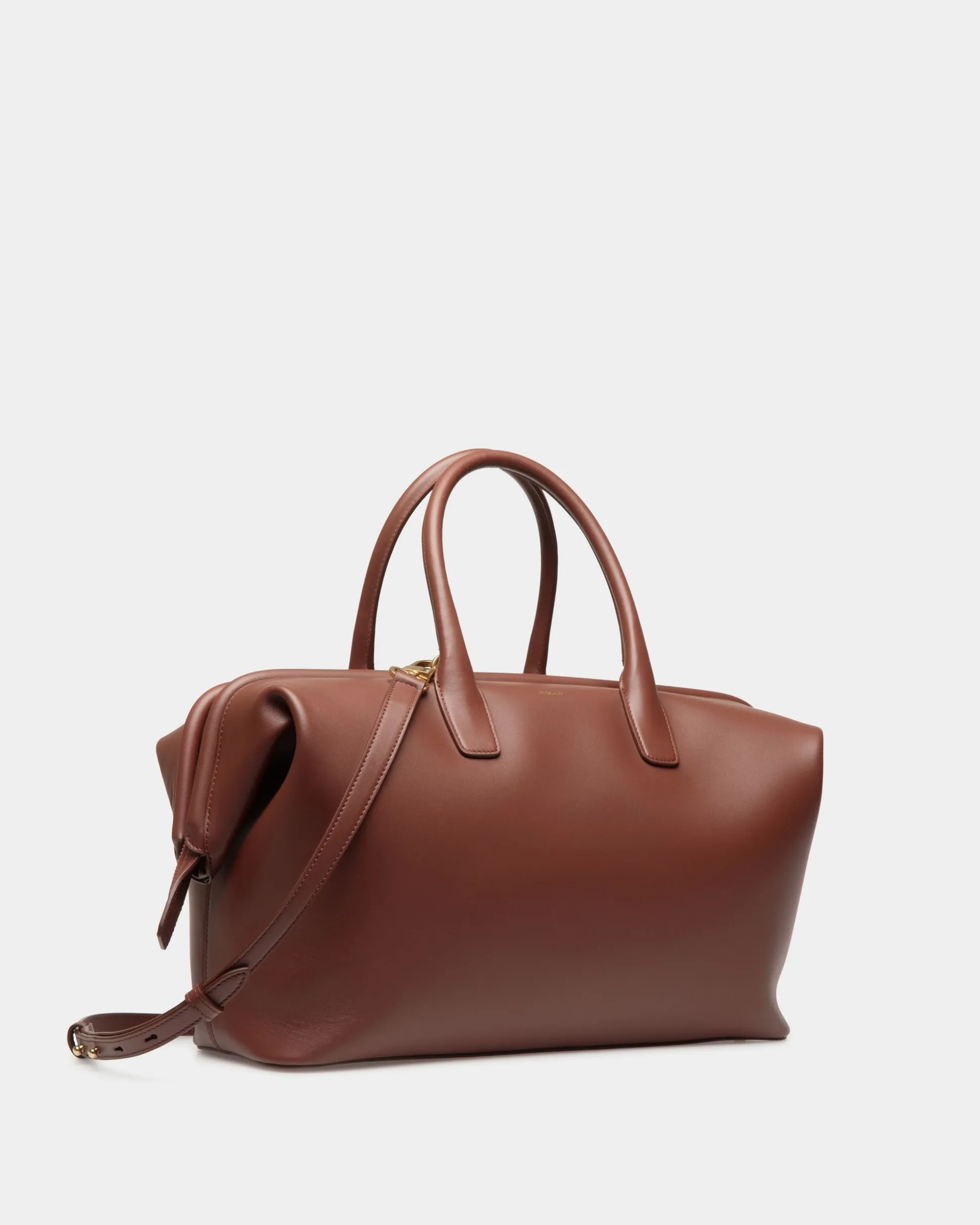Belle Top Handle Bag In Brown Leather