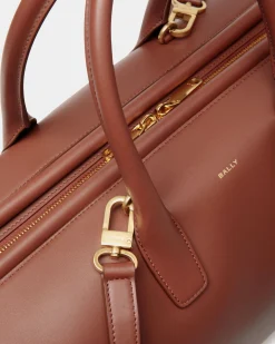 Belle Top Handle Bag In Brown Leather